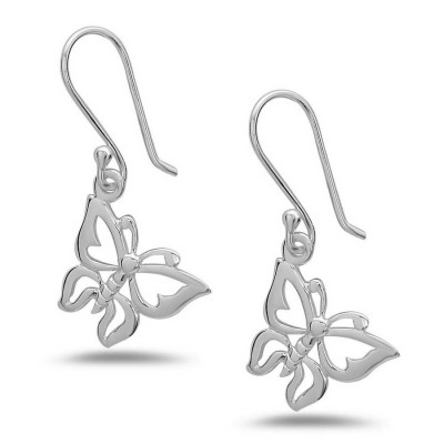 Sterling Silver Earg Plain Open Butterfly W/French Wire***Ec/Nf**