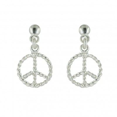Sterling Silver Earring Plain Open Peace Symbol--E-coated/Nickle Free--