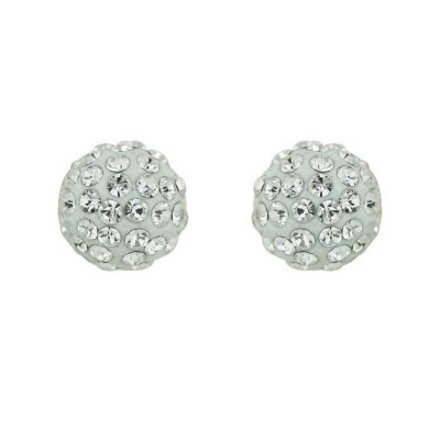 Sterling Silver Earring 10mm Clear Crystal Fireball