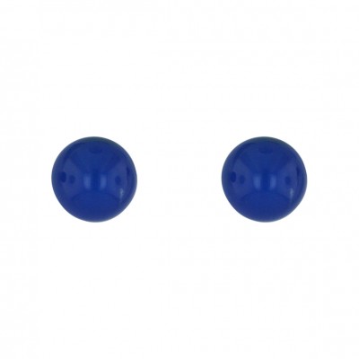 Sterling Silver Earring 8mm Blue Agate Ball Stud