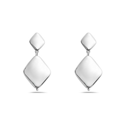 Sterling Silver Earring 22X18mm+13X10mm Plain Rhombus--Sp Forming