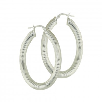 Sterling Silver Earring Width 5mm X 26mm Long Plain Twist