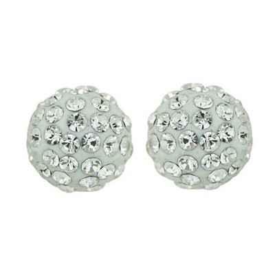 Sterling Silver Earring 12mm Clear Crystal Fireball