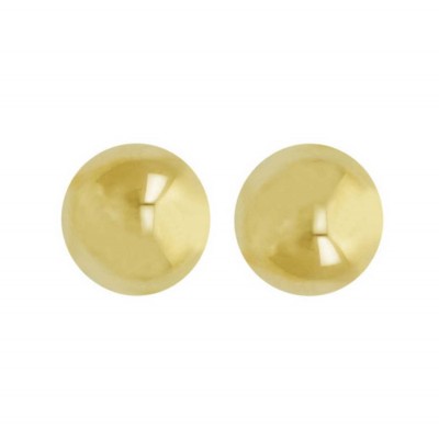 Sterling Silver Earring 10mm Plain Half Gold Plate Ball