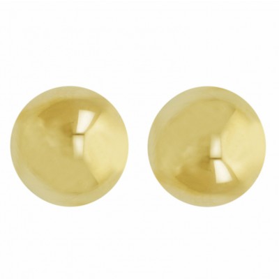 Sterling Silver Earring 12mm Plain Half Gold Plate Ball Stud