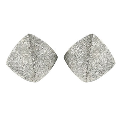 Sterling Silver Earring 17X17mm Rhodium Plate Dusted 2 Dimensional