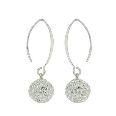 Sterling Silver Earring 10mm Clear Crystal with Almond Hook