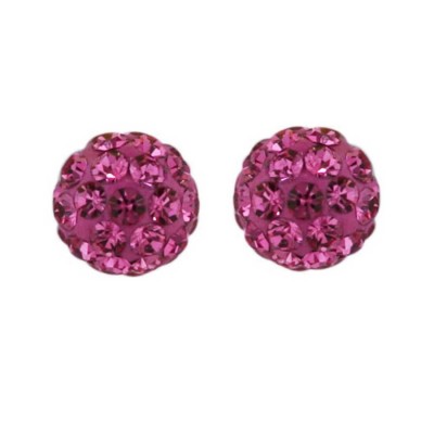 Sterling Silver Earring 6mm Pink Crystal Fireball