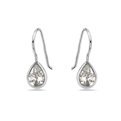 Sterling Silver Earg 6X7Mm Clear Cz Teardrop With French Wire***R