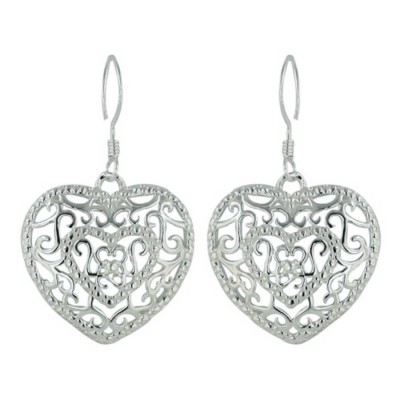Sterling Silver Earg 20X20Mm Plain Heart Swirl W/French Wire***Ec