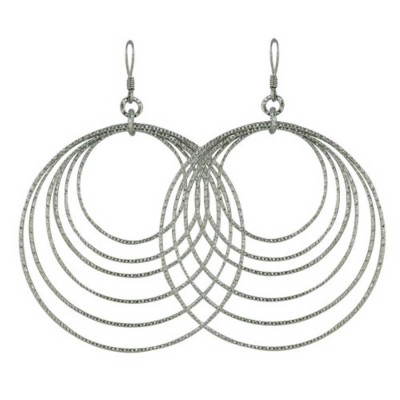 Sterling Silver Earring 25+30+35+40+45+50mm Rhodium Plating Plate Gradually Tex
