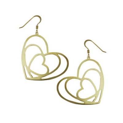 Sterling Silver Earring Width=55mm Gradually Open Heart with Fish