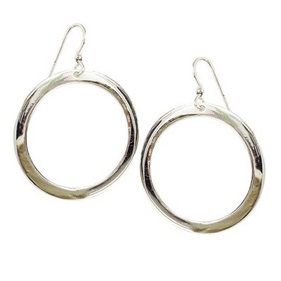 Sterling Silver Earring 30mm Plain Circle --E-coated/Nickle Free--