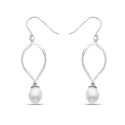 Sterling Silver Earring Empty Oval Circle Fresh Water Pearl Fi