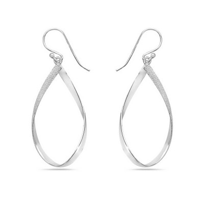 Sterling Silver Earring Oval Shape with Fish Wire -E-Coated-