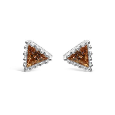 Sterling Silver Earring Triangle with Champagne Cubic Zirconia