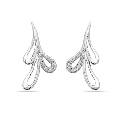 Sterling Silver Earring with 3 Teardrops with Clear Cubic Zirconia