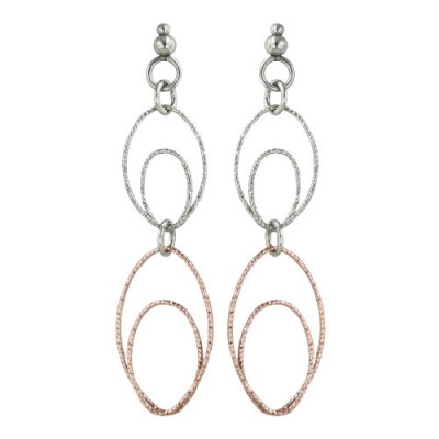 Sterling Silver Earring Dangle with Post 2.5 Inch Rhodium Plating Plate Text