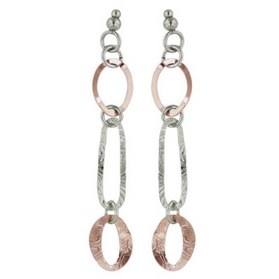 Sterling Silver Earring Dangle with Post with Rose Gold/ Rhodium Plating Lin