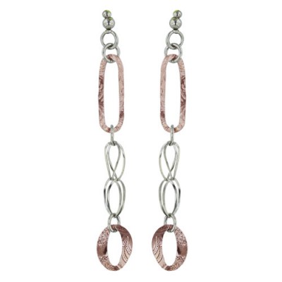 Sterling Silver Earring Dangle with Post 2.5 Inch Rose Gold/ R