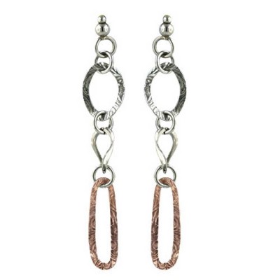 Sterling Silver Earring Dangle with Post 2.5 Inch Rose Gold/ R