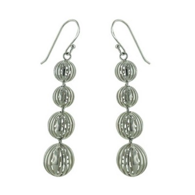 Sterling Silver Earg 4 Balls Dangling French Wire **E-Coat**