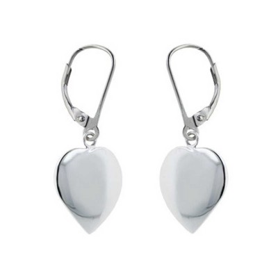 Sterling Silver Earring Plain Heart with Lever Back