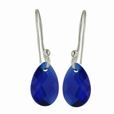 Sterling Silver Earring 8-12mm Synthetic Sapphire Spinel Chess Cut