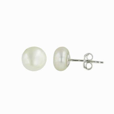 Sterling Silver Earring 8mm Potato Fresh Water Pearl Stud