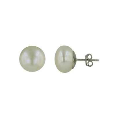 Sterling Silver Earring 12mm Potato Fresh Water Pearl Stud