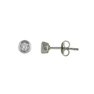 Sterling Silver Earring Round 4.3mm Stud with Clear Cubic Zirconia