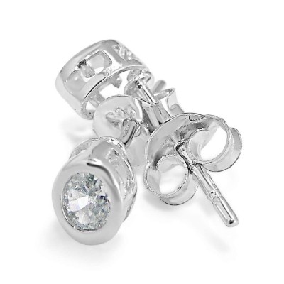 Sterling Silver Earring Oval 5.5mm/4.3mm Stud with Clear Cubic Zirconia