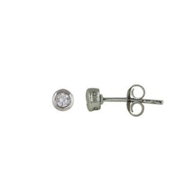 Sterling Silver Earring Round 4mm Stud with Clear Cubic Zirconia