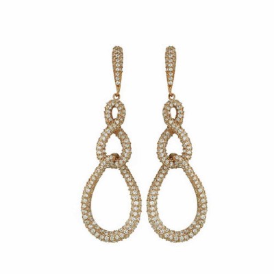Sterling Silver Earring Rg Plating Dangling Tear Drop Post with Twisted