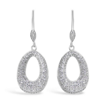 Sterling Silver Earring Fish Wire Dangling 11-20mm Opan Oval with Cle
