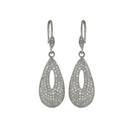 Sterling Silver Earring Fish Wire Dangling 12-23mm Open Tear Drop