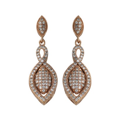 Sterling Silver Earring Post Dangling 11-21 Double Marquis with Clear