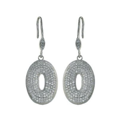 Sterling Silver Earring Fish Wire Dangling 15-22mm Open Oval with Cle