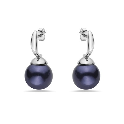 Sterling Silver Earring 12mm Faux Pearl Purple with Post