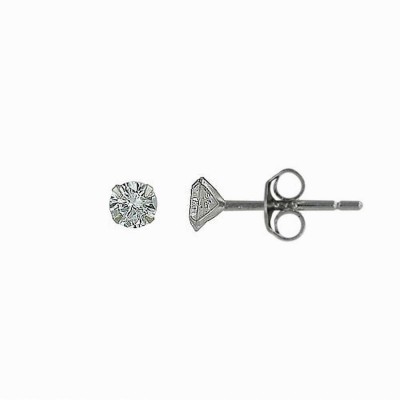 Sterling Silver Earring 4mm Round Clear Cubic Zirconia Stud Cocktail Set