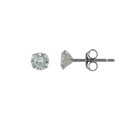 Sterling Silver Earring 5mm Round Clear Cubic Zirconia Stud Cocktail Set