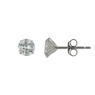 Sterling Silver Earring 7mm Round Clear Cubic Zirconia Stud Cocktail Set