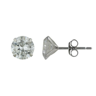 Sterling Silver Earring 8mm Round Clear Cubic Zirconia Stud Cocktail Set