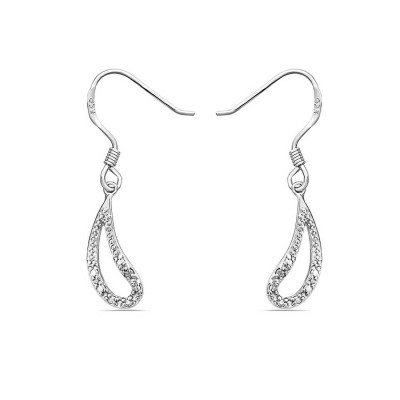 Sterling Silver Earring 7.5-16mm Diamond Accent Paisley