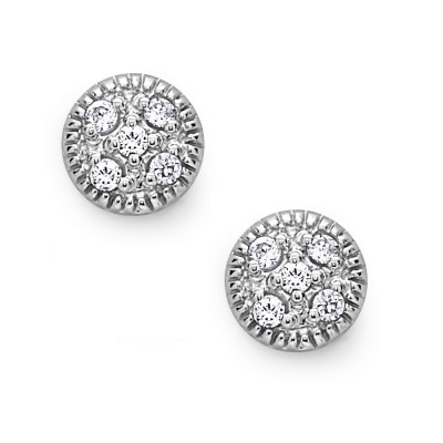 Sterling Silver Earring 5-5mm Stud Round with Clear Cubic Zirconia