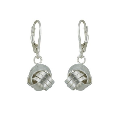 Sterling Silver Earring Love Knot Leverback -E-coated