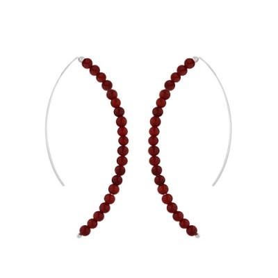 Sterling Silver Earring 20Pcs 3.3mm Coral with 1Pc Plain Ball in Arc