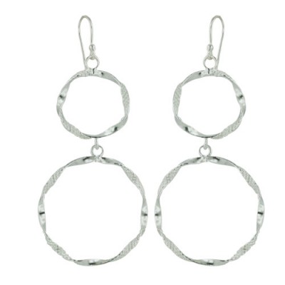 Sterling Silver Earring Twisted 20mm 10mm Open Circled Chained Fi