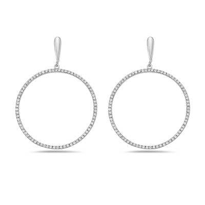 Sterling Silver Earring Floating Circle Bar Top Post