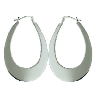 Sterling Silver Earring 33X50 mm Plain Teardrop Hoop Latch
